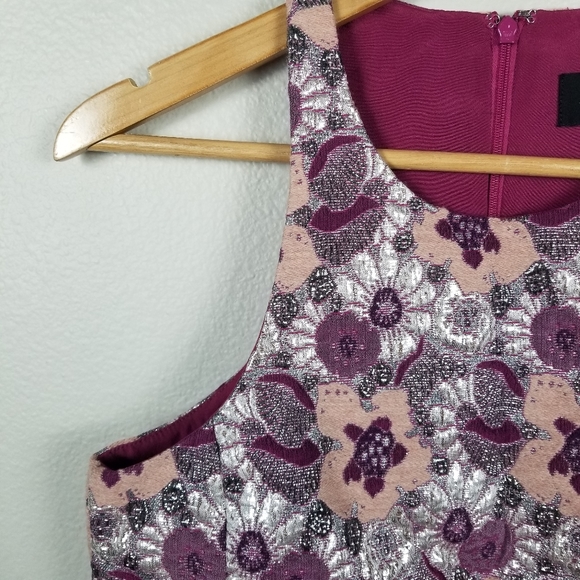 J. Crew Collection Metallic Purple Pink Silver Floral Racerback Vest Top Size 4 - Picture 5 of 12